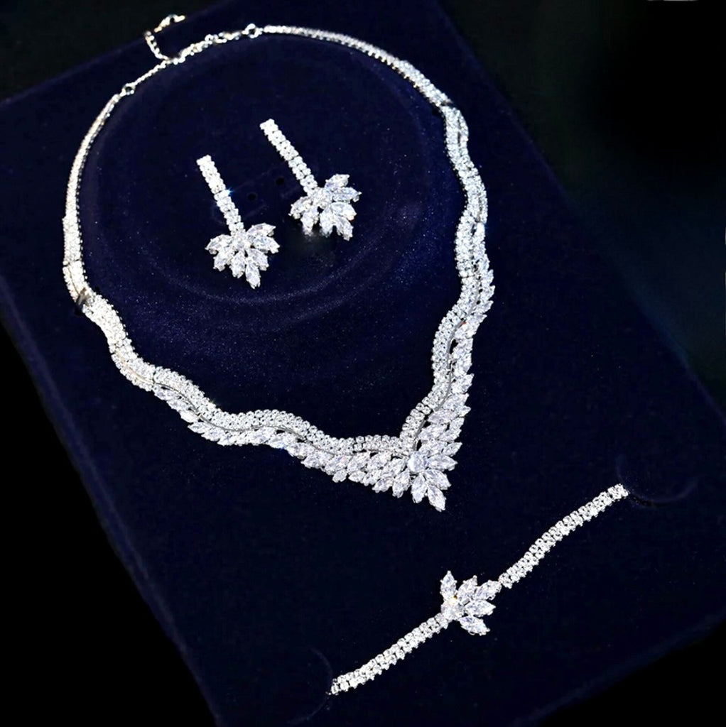 Wedding Jewelry Silver Cubic Zirconia Bridal Three Piece Jewelry Set ADORA by Simona