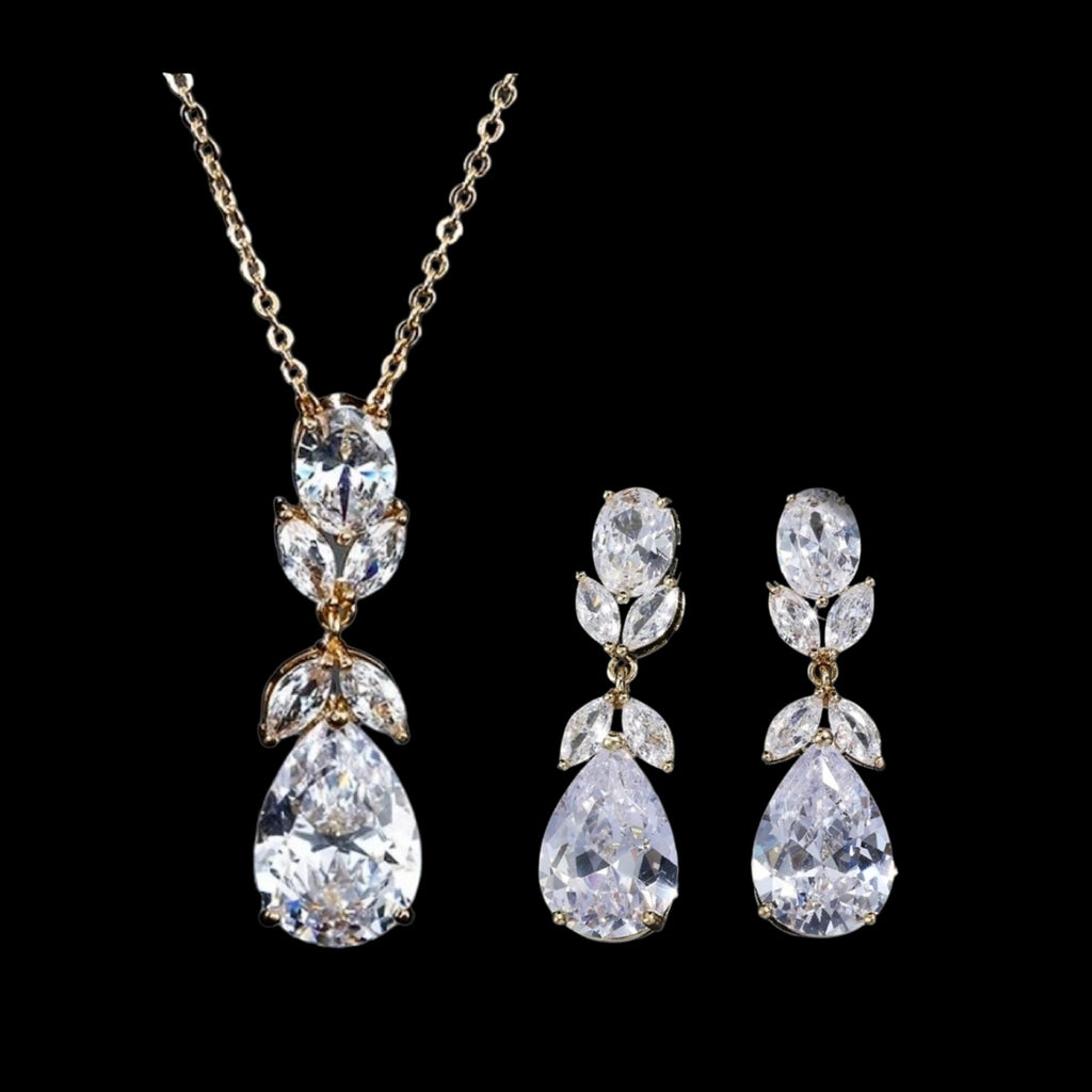 Wedding Jewelry - Cubic Zirconia Bridal Jewelry Set - Available in Silver and Gold