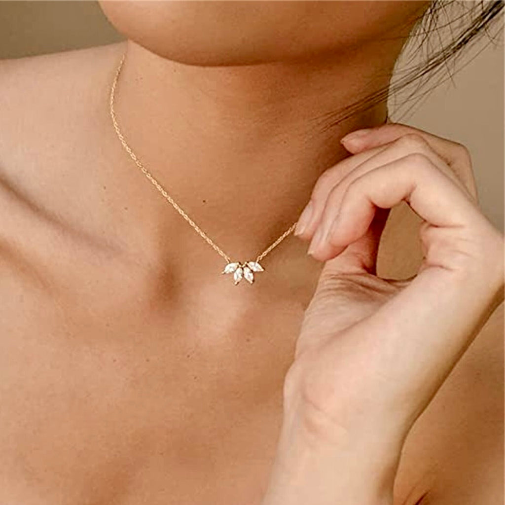 Wedding Jewelry - Minimalist Cubic Zirconia Bridal Necklace - Available in Gold and Silver