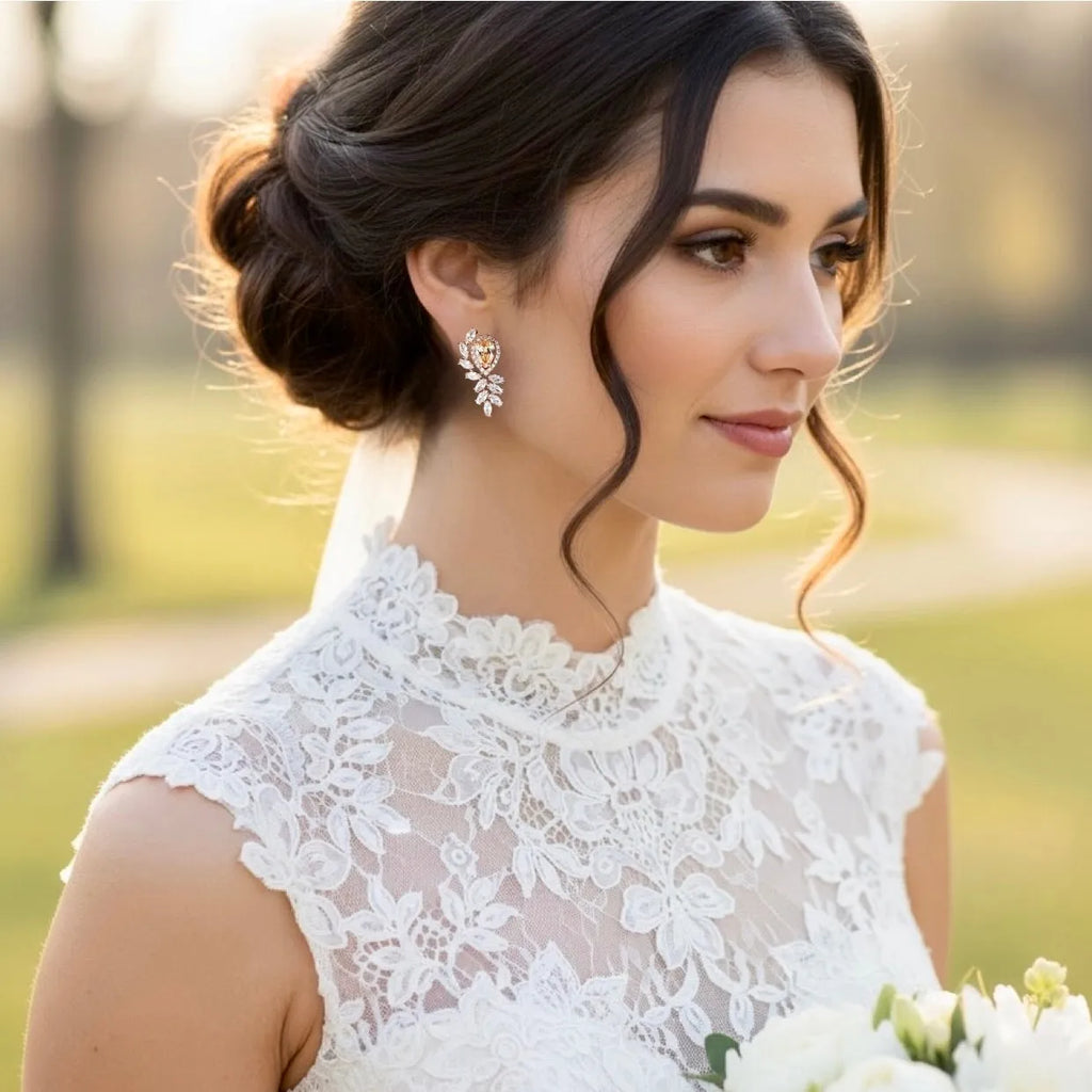 white wedding dress with rose gold jewelry White Wedding Dress With Rose Gold Appliques Vintage Transparent Long Sleeves Bridal Dress US 18W