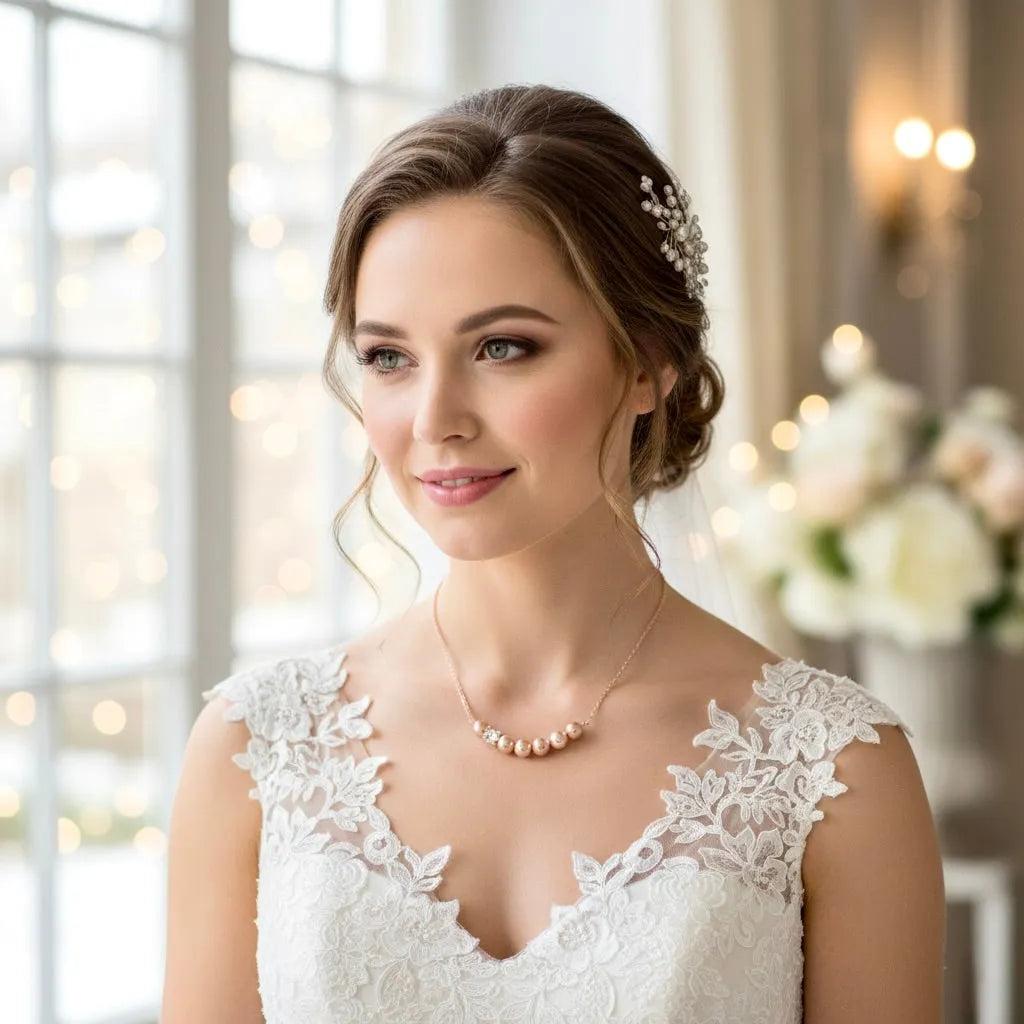 rose gold dress necklace Rose Gold Choker Necklace Earrings and Bracelet Set: Modern Elegance for Wedding, Prom & Formal Earrings + Necklace + Bracelet / Rose Gold