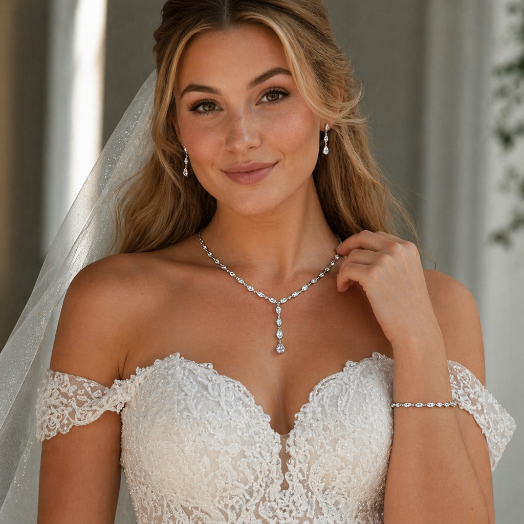 Silver & Rose Gold Cubic Zirconia Bridal 3-Piece Jewelry Set | ADORA by Simona Silver & Rose Gold Cubic Zirconia Bridal 3-Piece Jewelry Set | ADORA by Simona