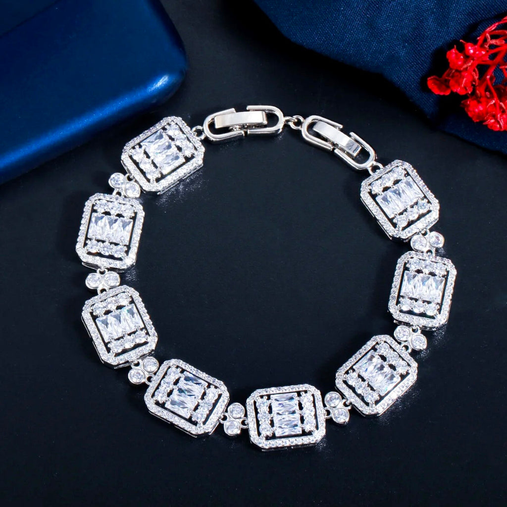 Wedding Jewelry - Geometric Cubic Zirconia Bridal Bracelet