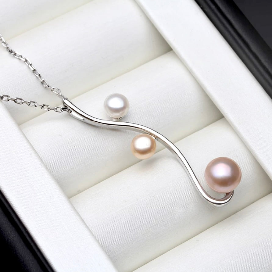 Pearl Wedding Jewelry - Natural Pearl 925 Sterling Silver Bridal Necklace - More Colors
