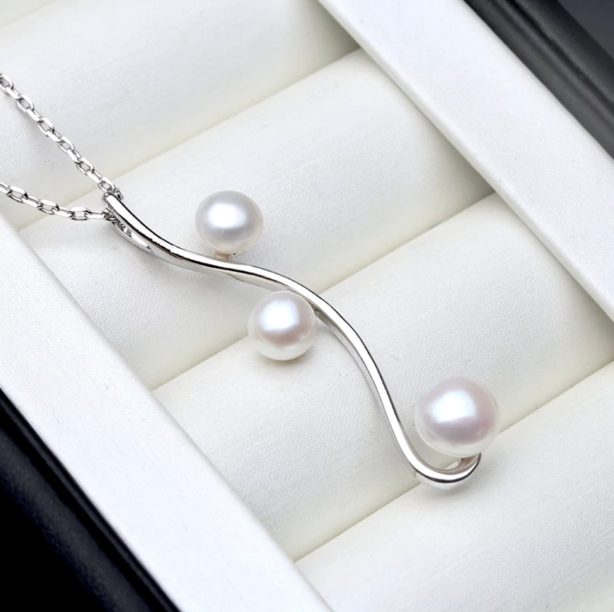Pearl Wedding Jewelry - Natural Pearl 925 Sterling Silver Bridal Necklace - More Colors
