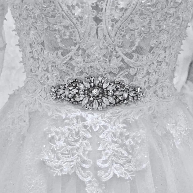 Swarovski Opal and Pearl Bridal Belt Sash – Wedding Belt for Dress Applique Only