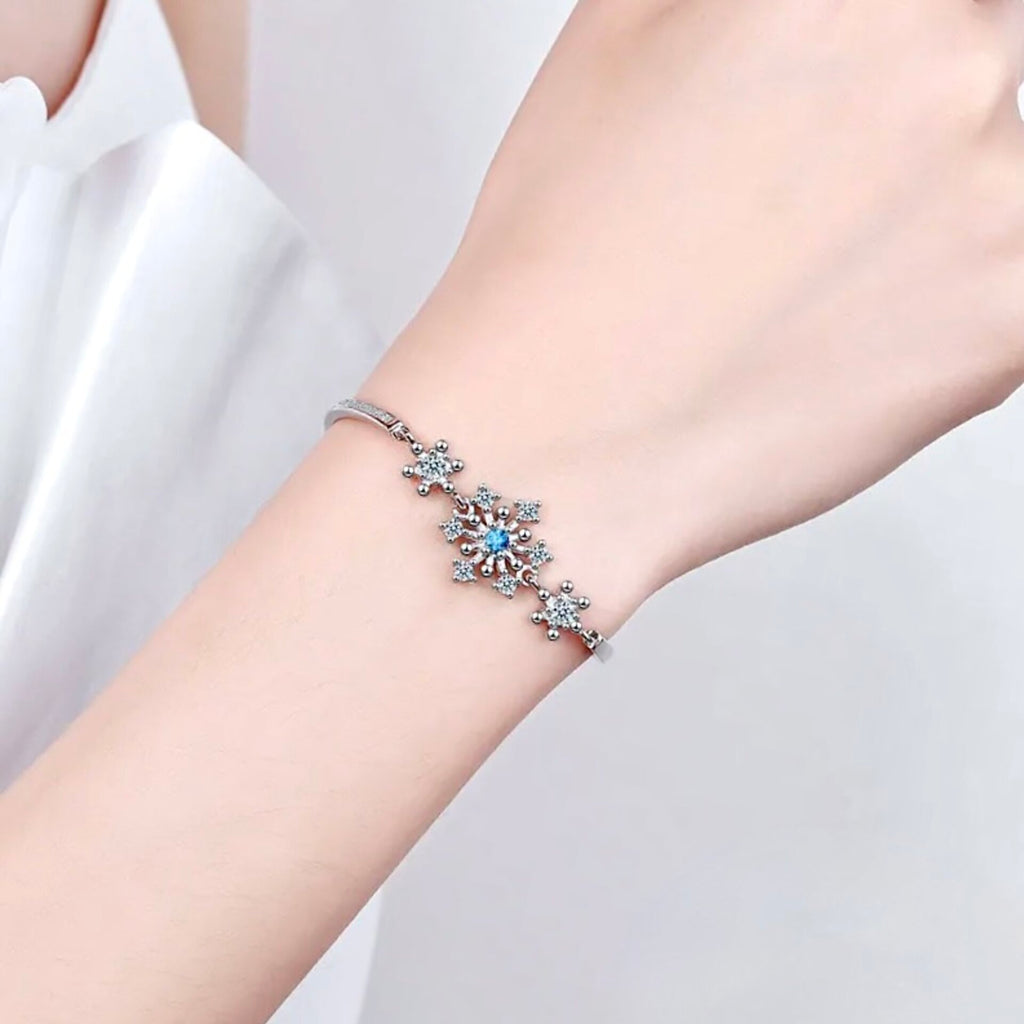 Wedding Jewelry - Snowflake Blue Bridal Bracelet