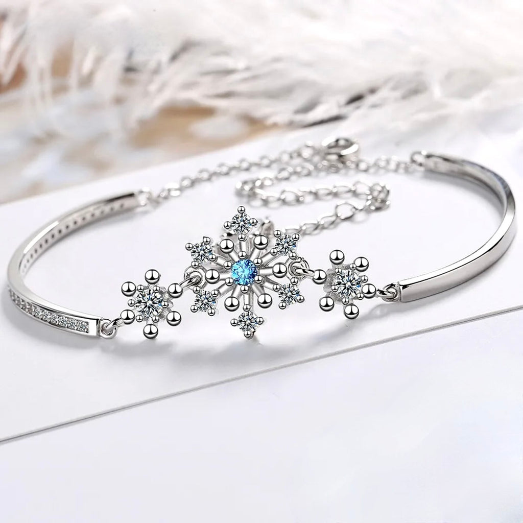 Wedding Jewelry - Snowflake Blue Bridal Bracelet