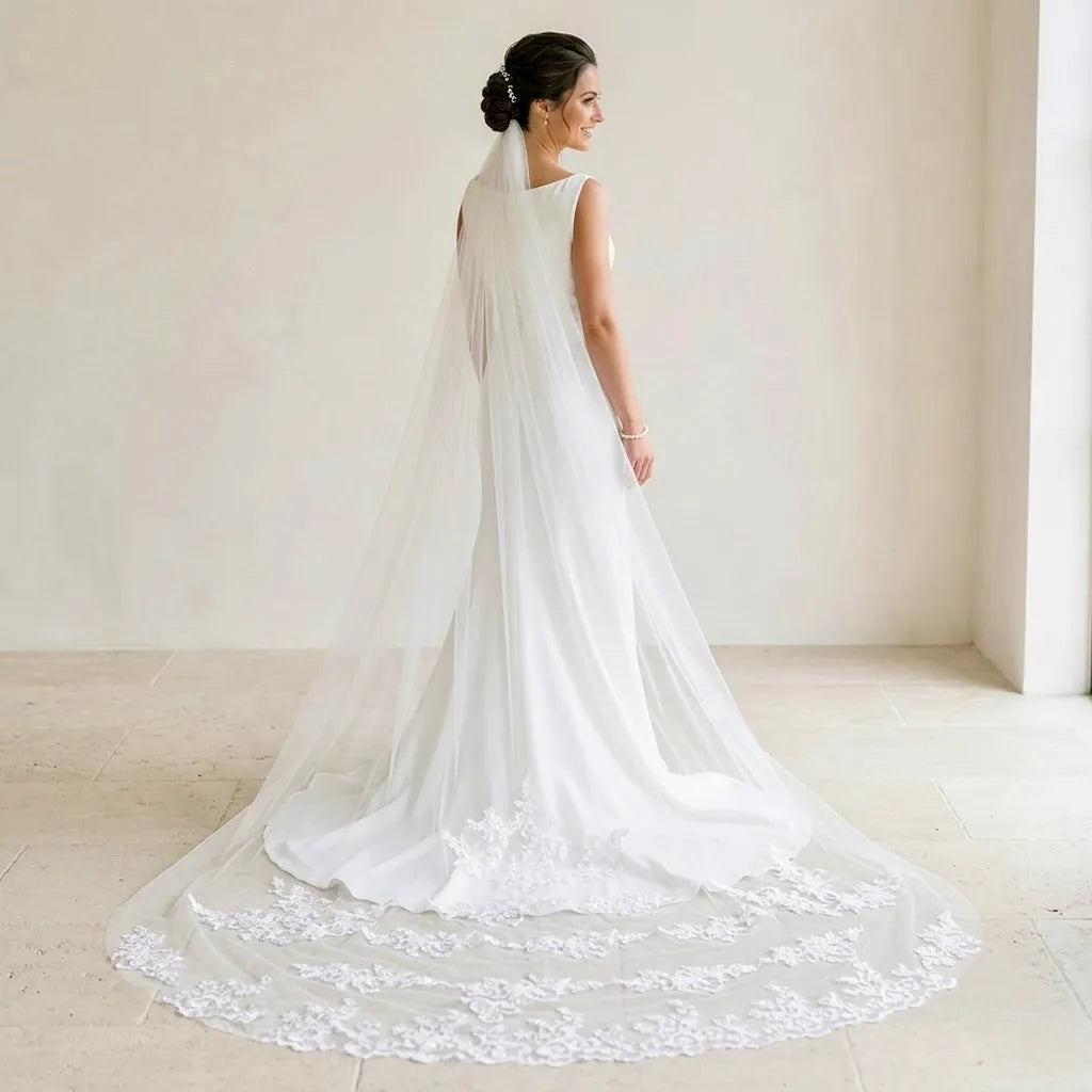 Wedding Veil - Lace Edge Cathedral Length Bridal Veil