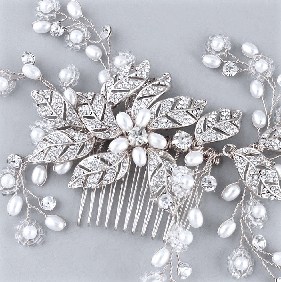 Wedding Hair Accessories - Pearl and Crystal Bridal Hair Comb - More Colors