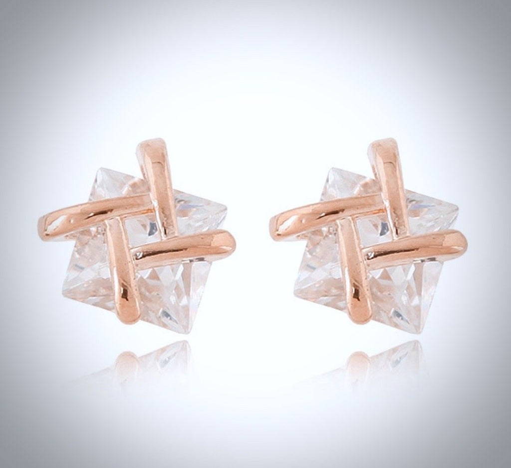 "Sienna" - Cubic Zirconia Stud Earrings - Available in Silver and Rose Gold
