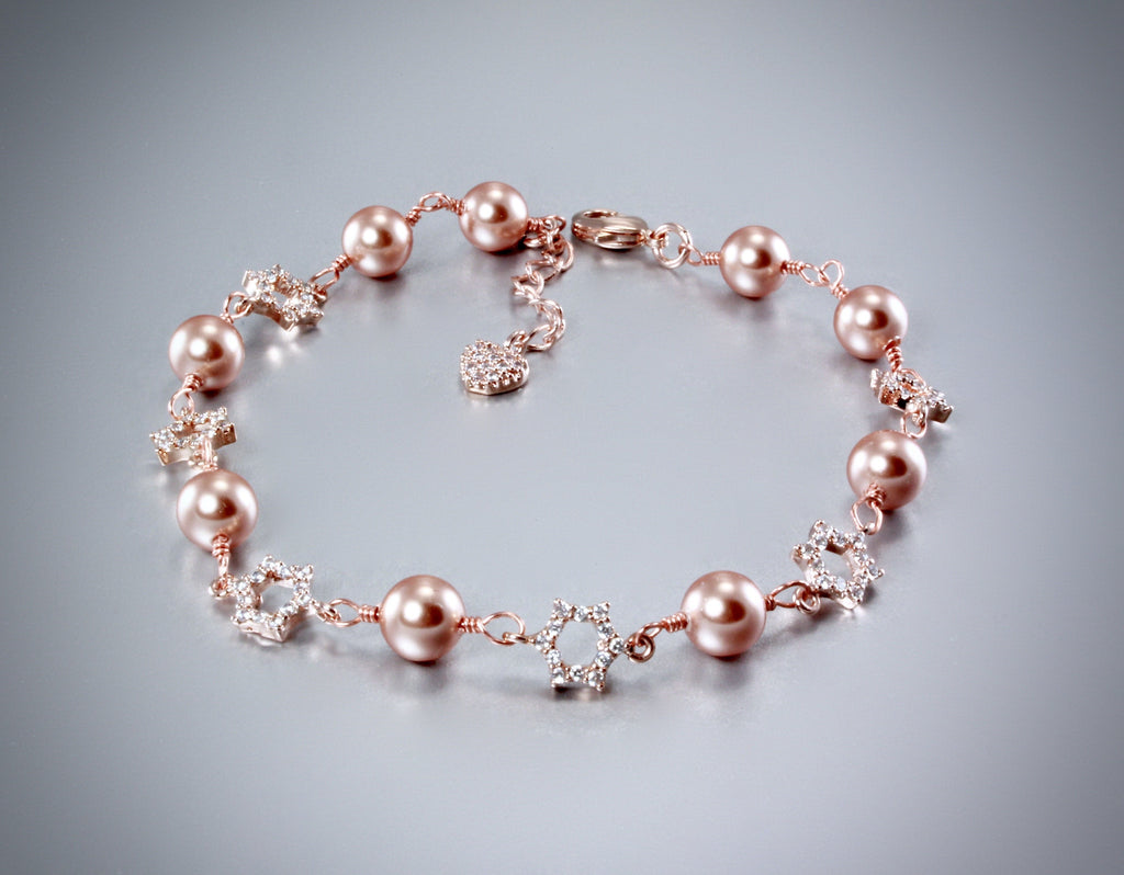 "Lucia" - Swarovski Pearl and Rose Gold Bridal Bracelet