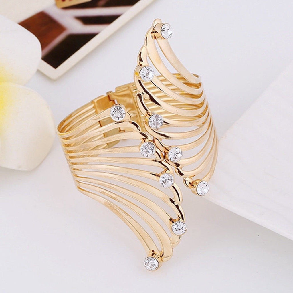 Bridal Jewelry - Cubic Zirconia Gold Cuff Bracelet