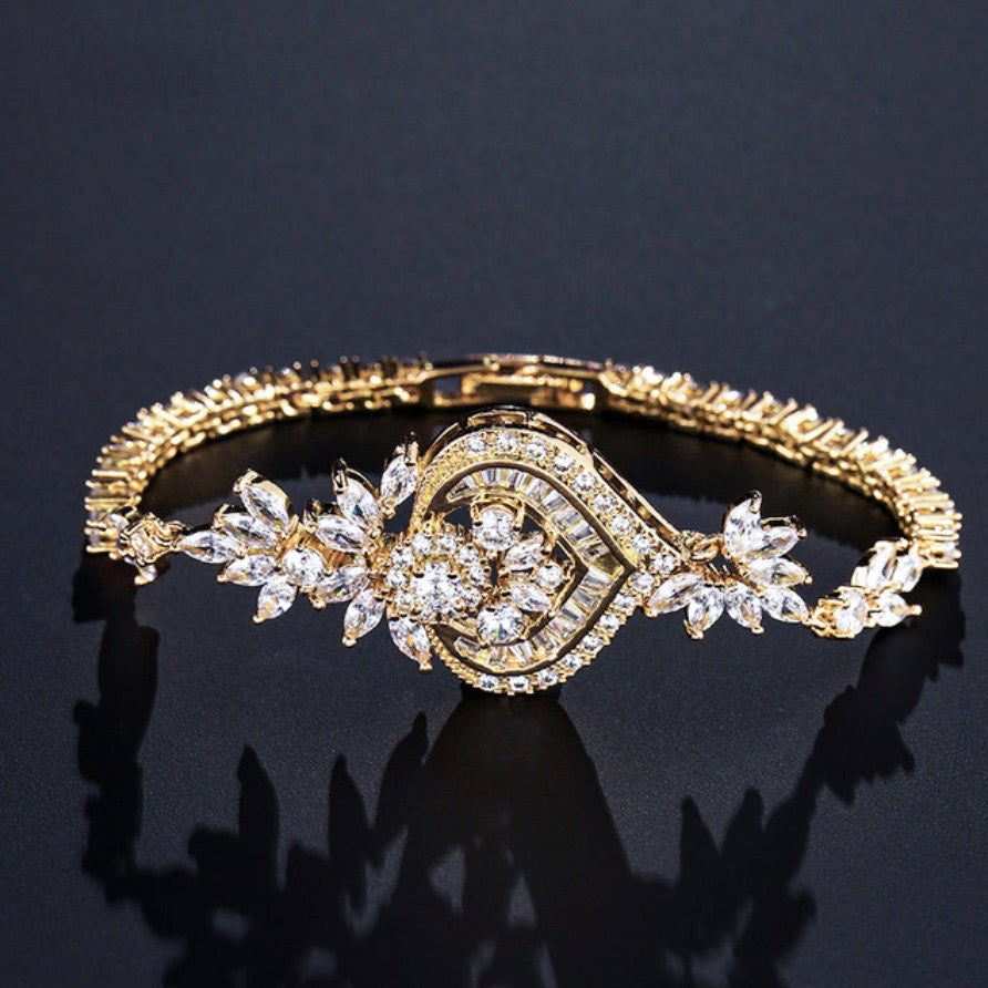 Wedding Jewelry - Art Deco CZ Bridal Bracelet - Available in Silver, Rose Gold and Yellow Gold