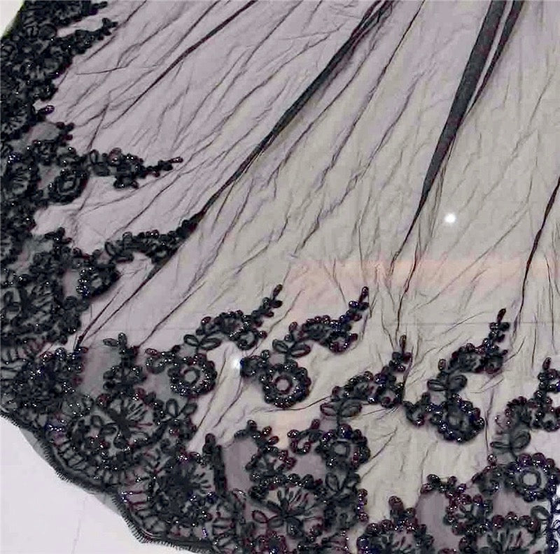 Wedding Veils - Black Lace Edge Cathedral Bridal Veil