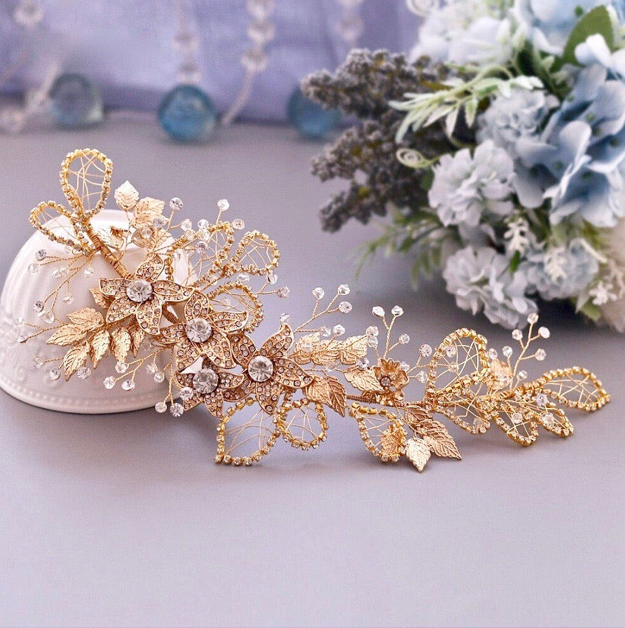 Wedding Hair Accessories - Crystal Bridal Headband - Available in Silver and Gold