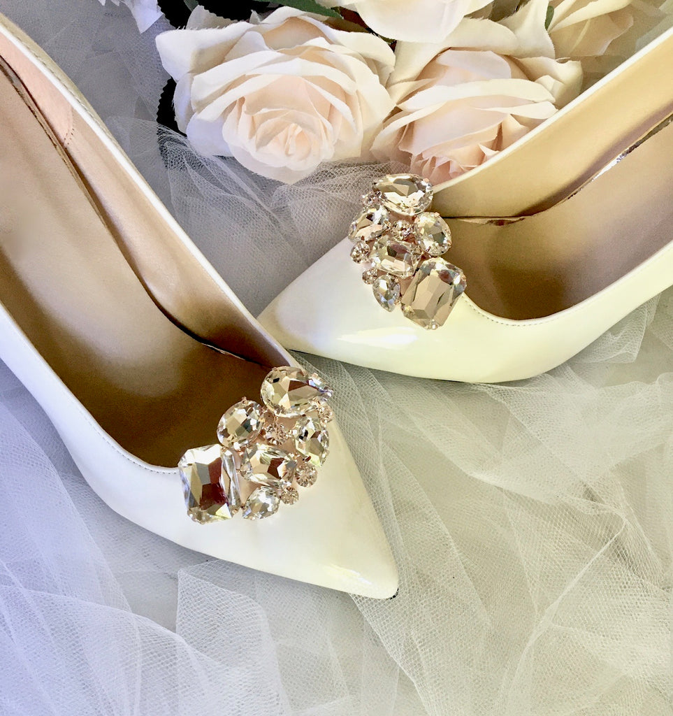 Wedding Accessories - Rose Gold Crystal Bridal Shoe Clips