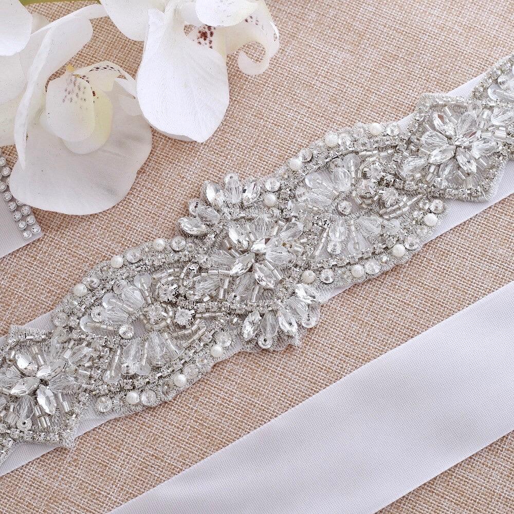 Wedding Accessories - Silver Crystal and Pearl Bridal Belt/Sash