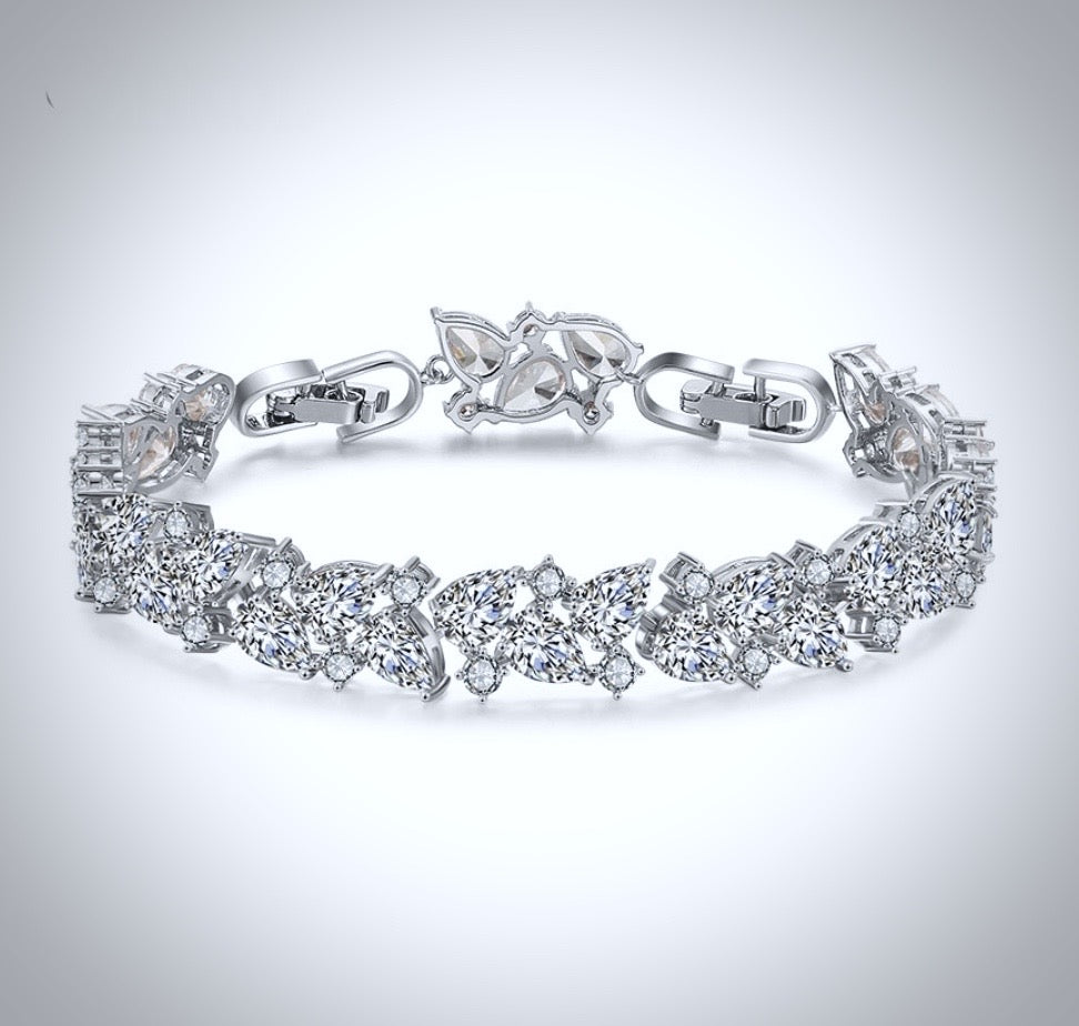 Wedding Jewelry - Cubic Zirconia Bridal Bracelet - Available in Silver, Rose Gold and Yellow Gold