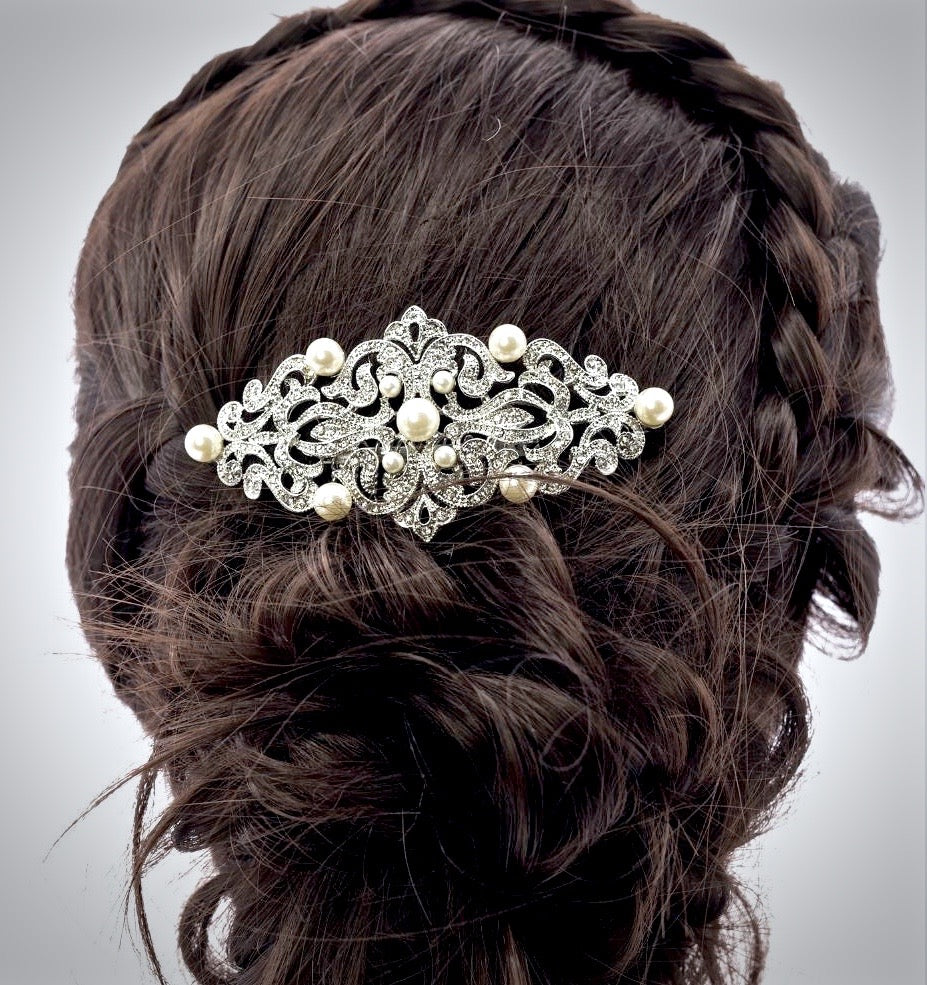 Wedding Hair Accessories - Vintage Pearl and Crystal Bridal Hair Comb