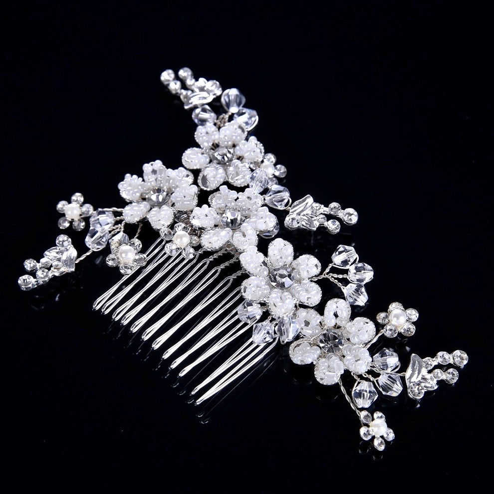 "Carmen" - Silver Pearl and Crystal Bridal Hair Comb