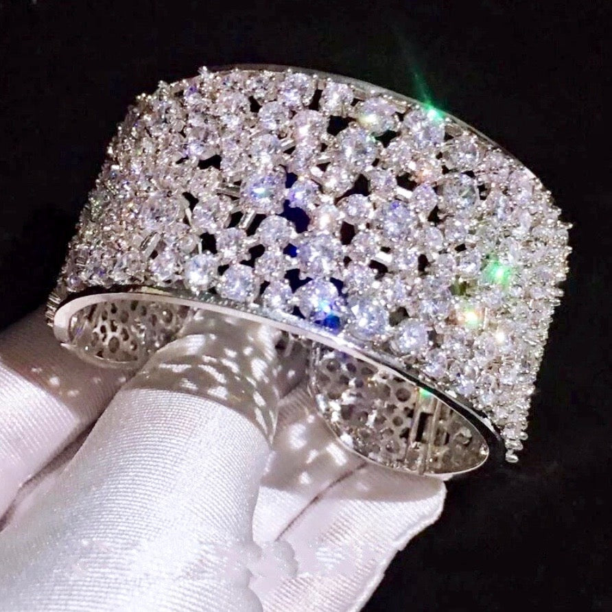 Wedding Jewelry - Cubic Zirconia Bridal Cuff Bracelet