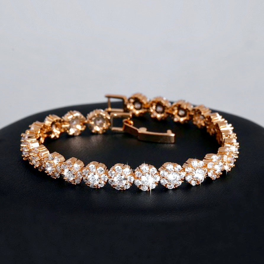 Wedding Jewelry - Cubic Zirconia Bridal Bracelet - Available in Rose Gold and Silver