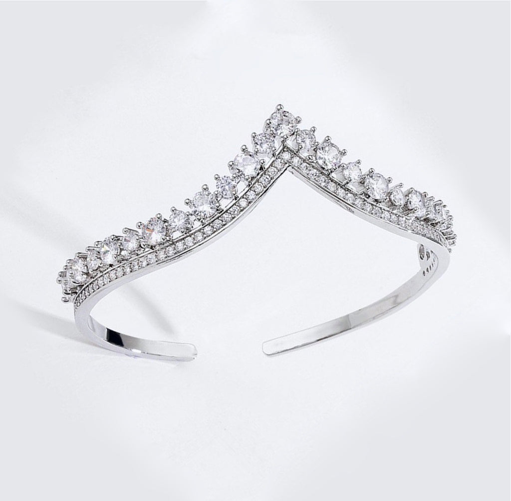Wedding Jewelry - V-Shaped Cubic Zirconia Bridal Bracelet