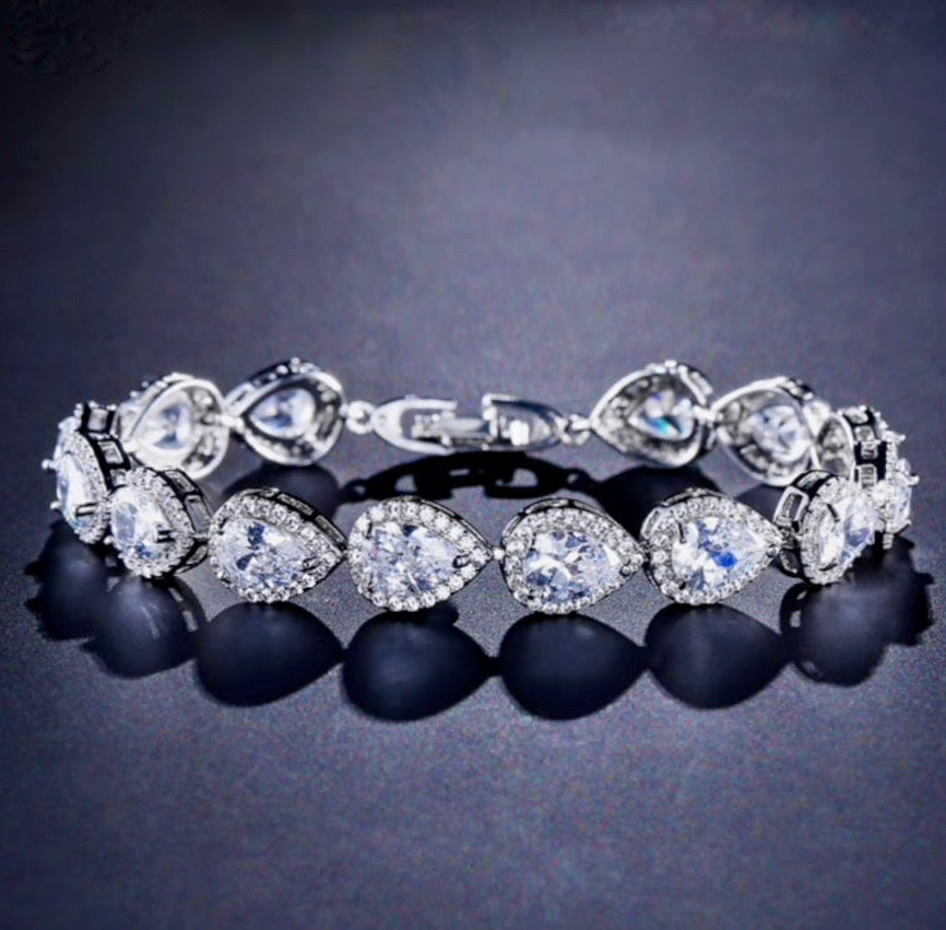 Wedding Jewelry - Cubic Zirconia Bridal Bracelet - Available in Silver, Rose Gold and Yellow Gold