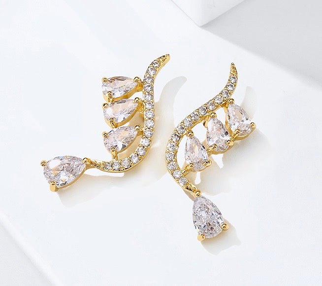 Wedding Jewelry - CZ Bridal Climber Earrings - Available in Gold and Silver