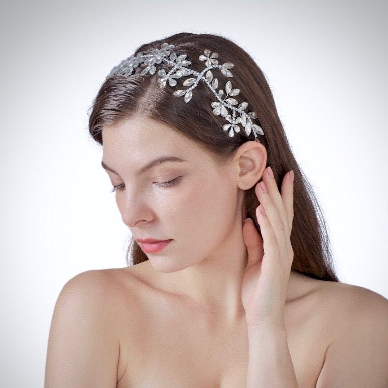 Wedding Hair Accessories - Silver Crystal Bridal Headband / Hair Vine