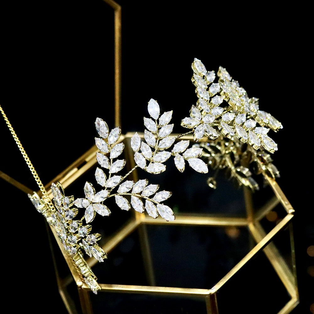 Wedding Hair Accessories - CZ Bridal Tiara Headdress / Headband - Available in Silver, Rose Gold and Yellow Gold