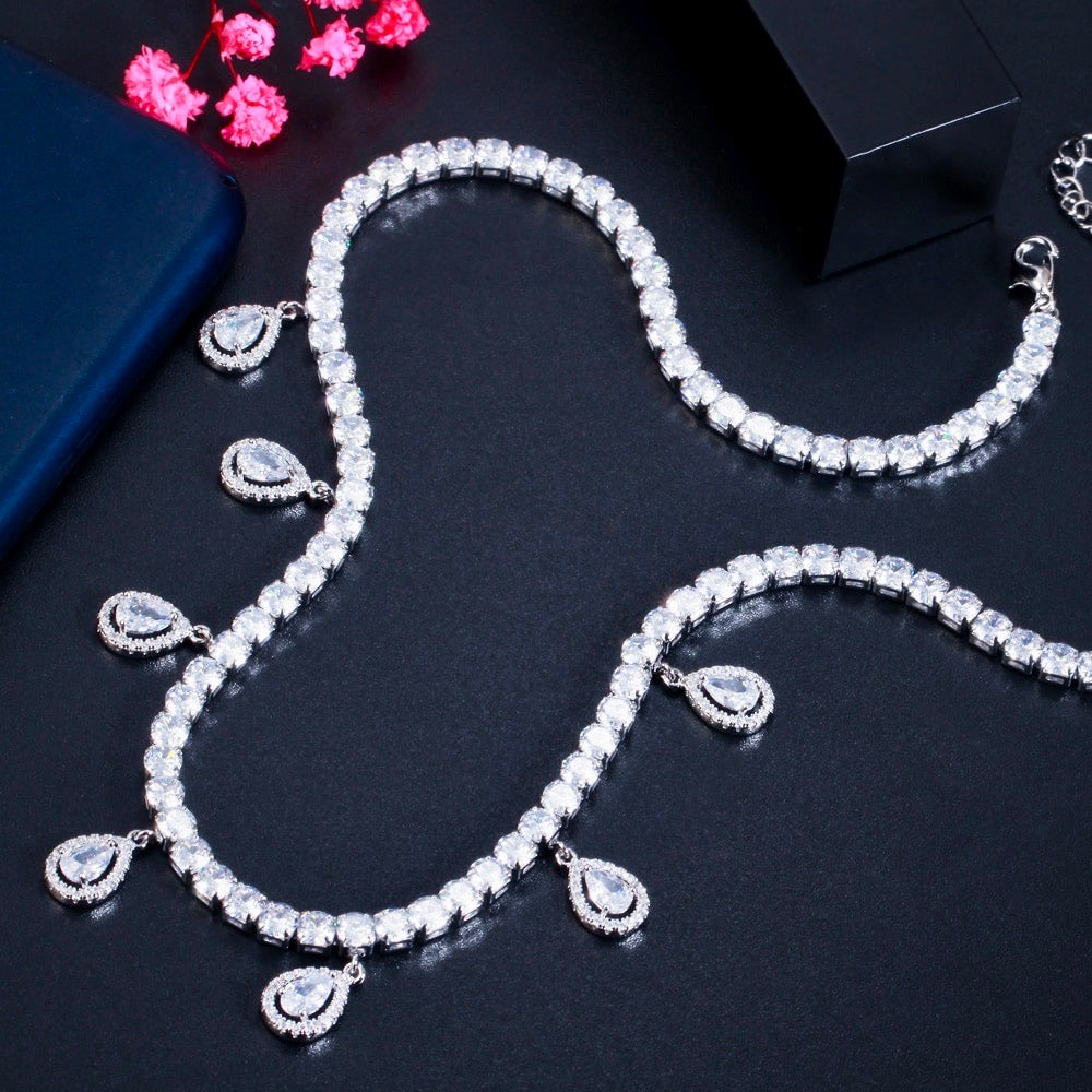 Wedding Jewelry - Cubic Zirconia Bridal Necklace - Available in Silver and Gold