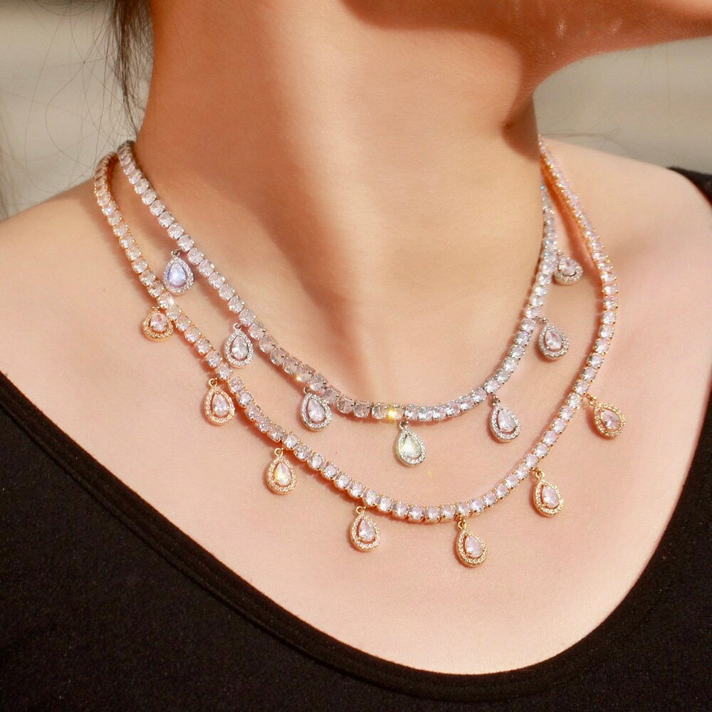 Wedding Jewelry - Cubic Zirconia Bridal Necklace - Available in Silver and Gold