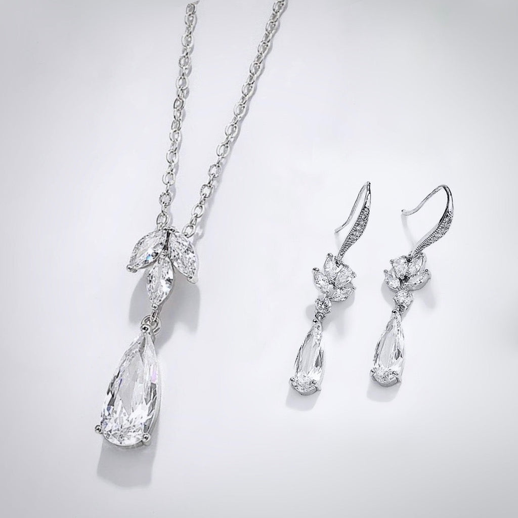 Wedding Jewelry - Cubic Zirconia Bridal Jewelry Set - Available Silver, Rose Gold and Yellow Gold