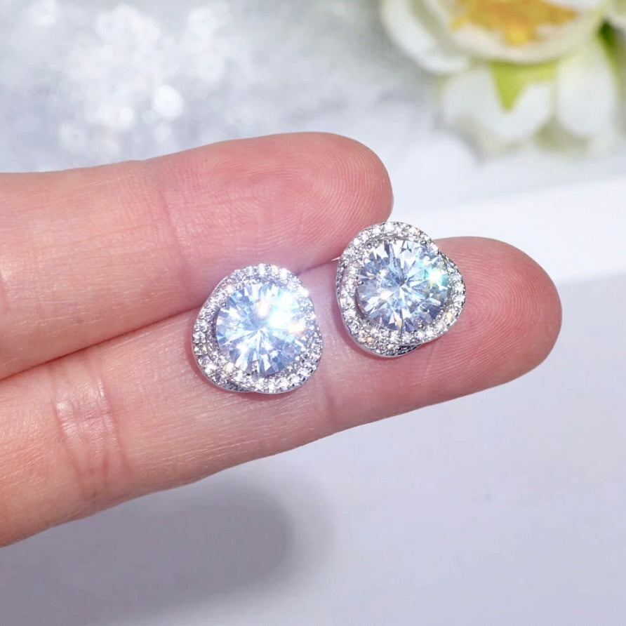 Wedding Jewelry - CZ Bridal Stud Earrings - Available in Rose Gold and Silver
