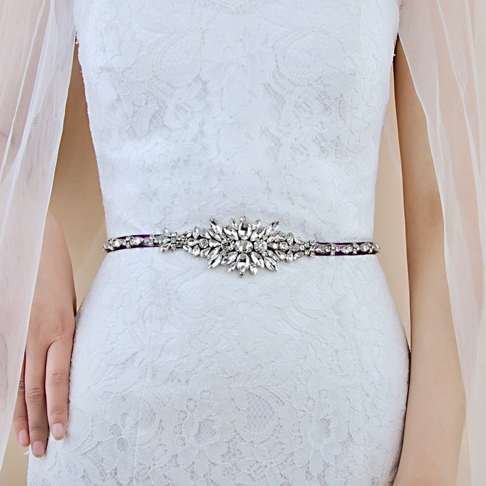 Crystal Bridal Belt with Sash Applique