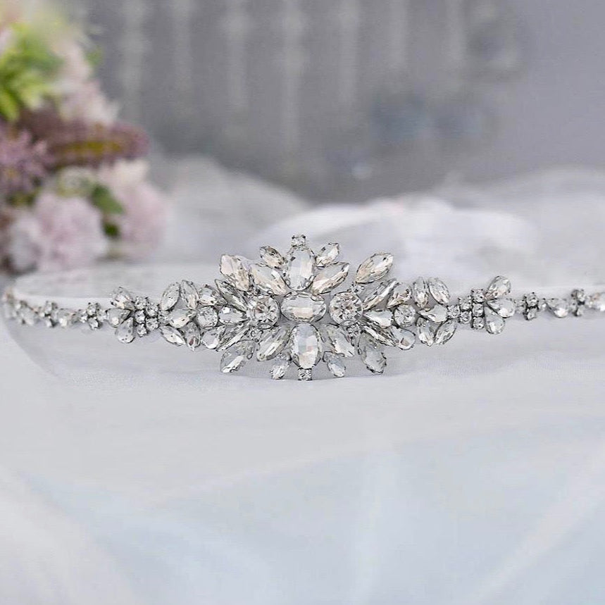 Wedding Accessories - Silver Crystal Bridal Belt/Sash