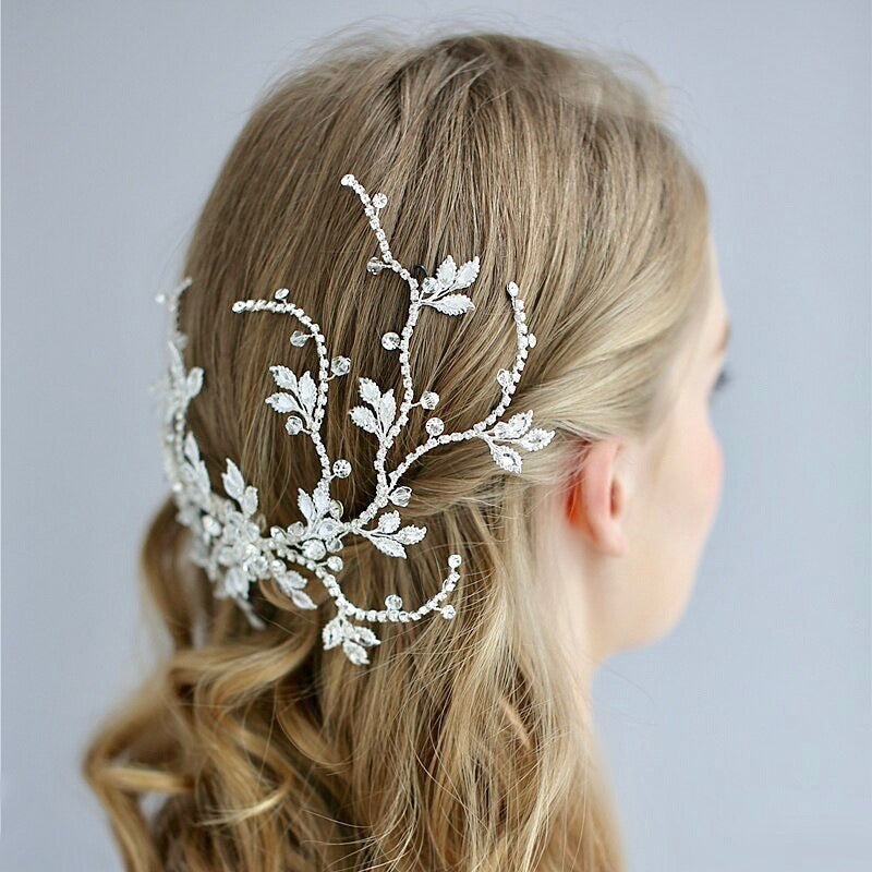 Wedding Hair Silver Crystal Bridal Hair Vine | by Simona