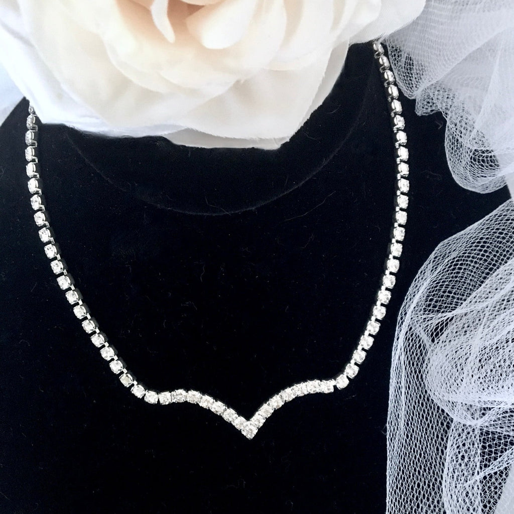 Wedding Jewelry - Crystal V-Shaped Bridal Necklace