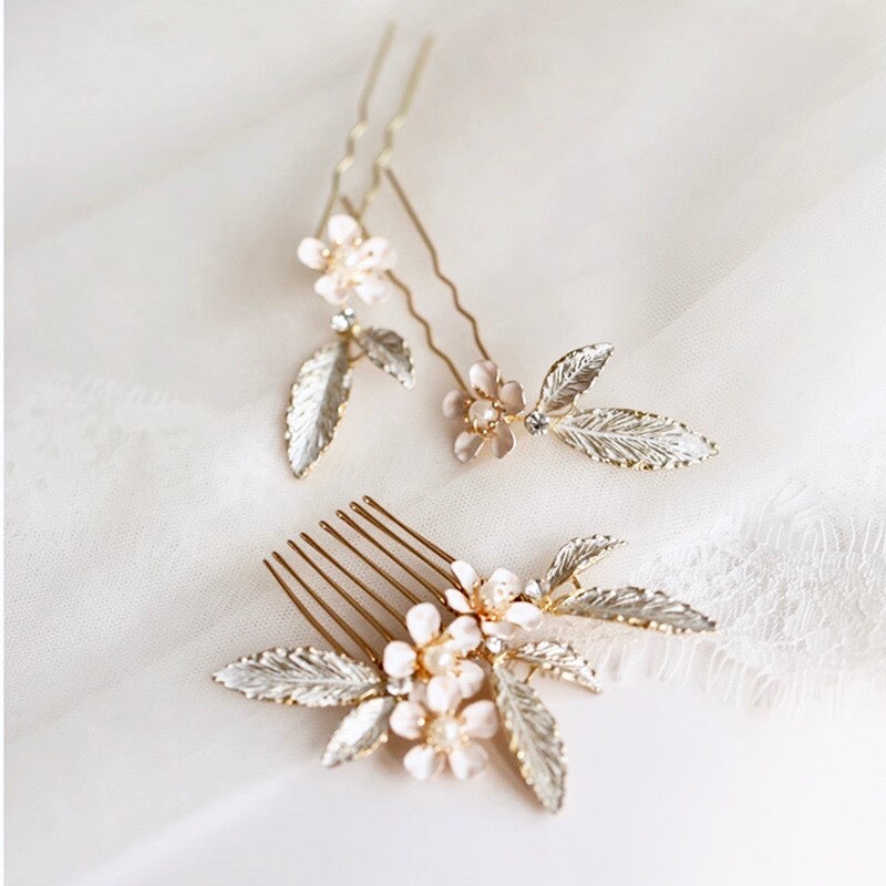 Wedding Hair Accessories - Romantic Bridal Hair Comb and Pins Set