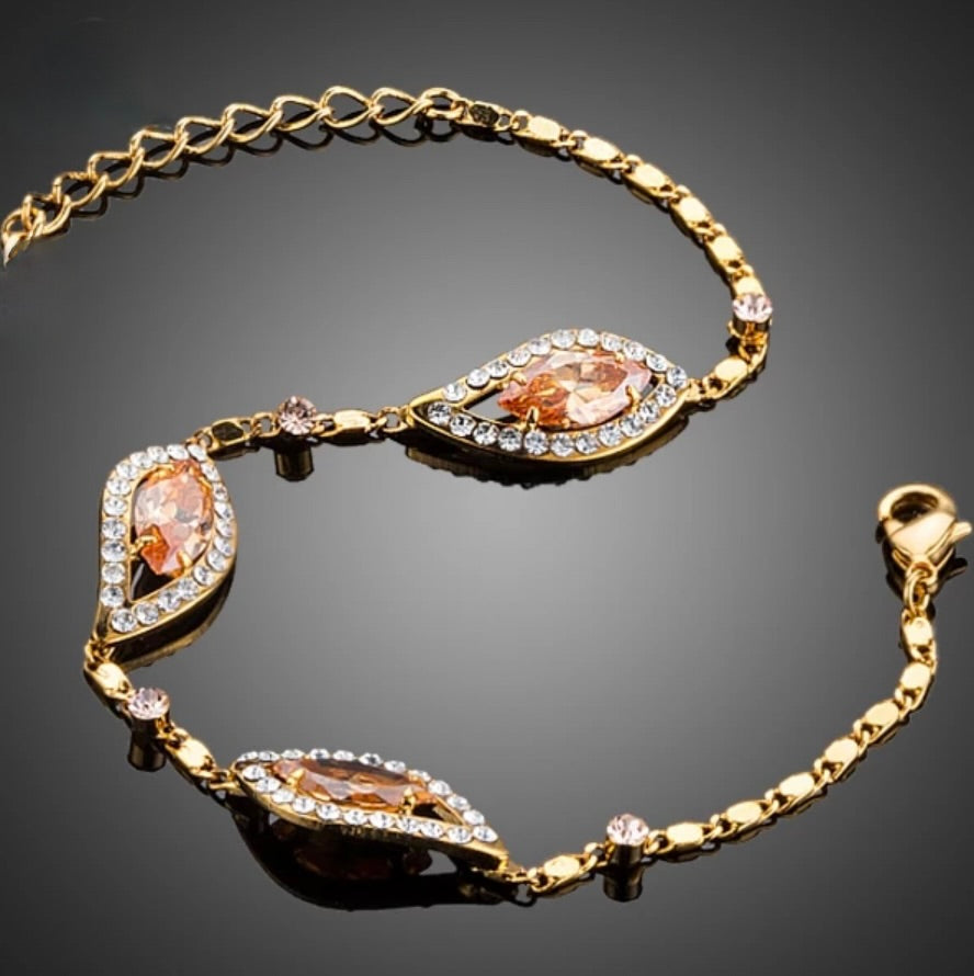 Wedding Jewelry - Gold Cubic Zirconia Bridal Bracelet