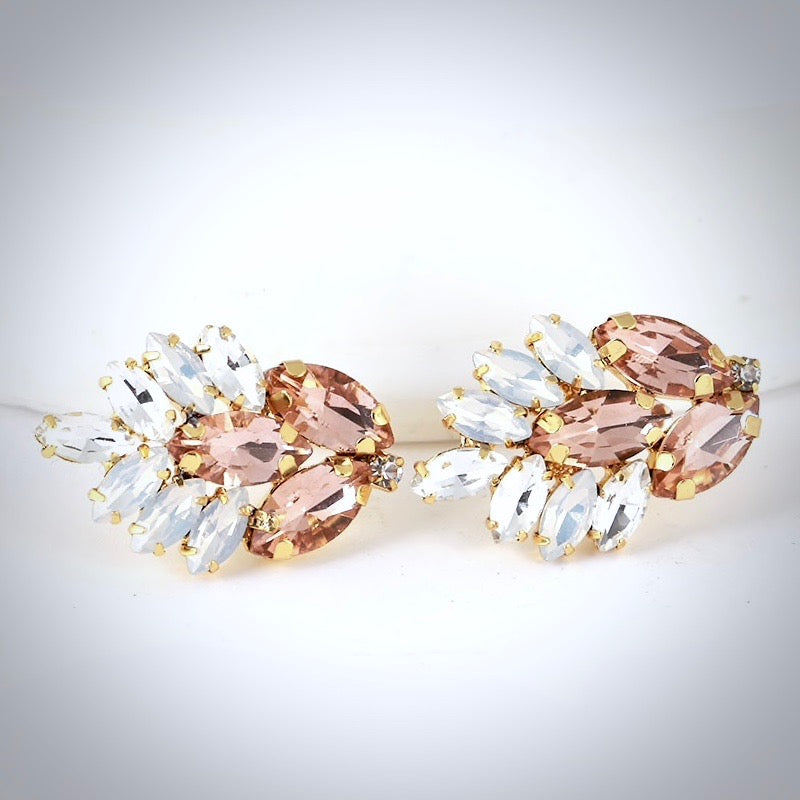 Wedding Jewelry - Gold Swarovski Crystal Bridal Earrings