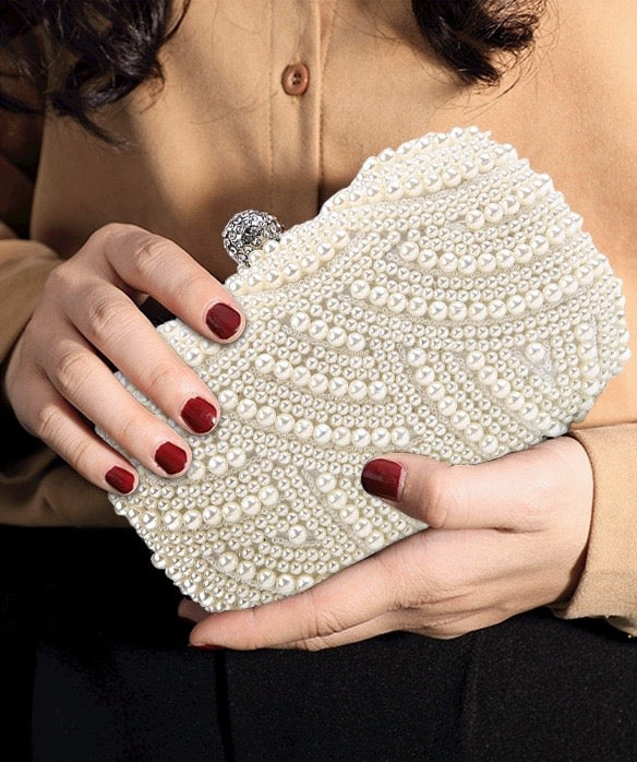 Wedding Handbags - Ivory Pearl Bridal Handbag Clutch