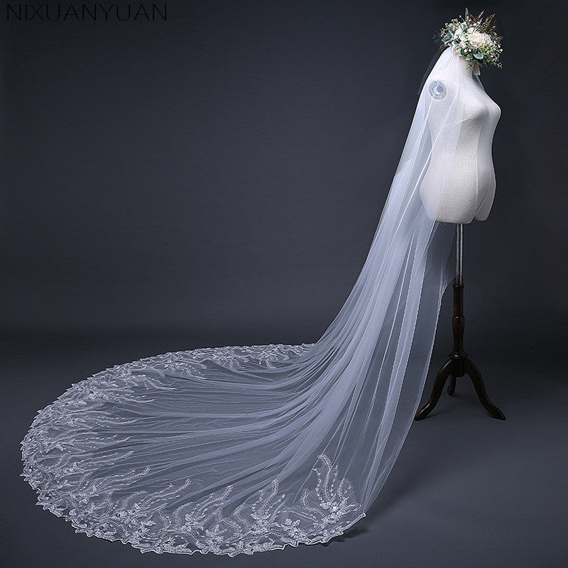 Adora by Simona Wedding Veils - Lace Edge Cathedral Bridal Veil - Available in White and Ivory White