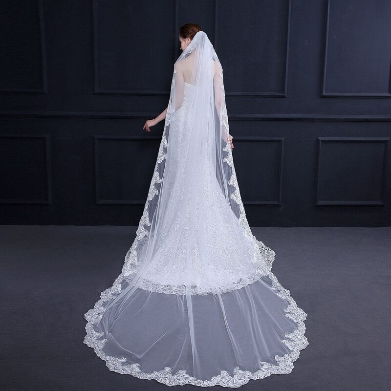 Wedding Veils Lace Edge Cathedral Bridal Veil Available in White and Ivory ADORA by Simona