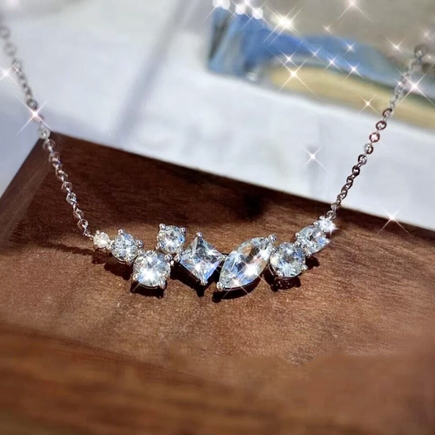 Wedding Jewelry - Minimalist 925 Sterling Silver CZ Bridal Necklace