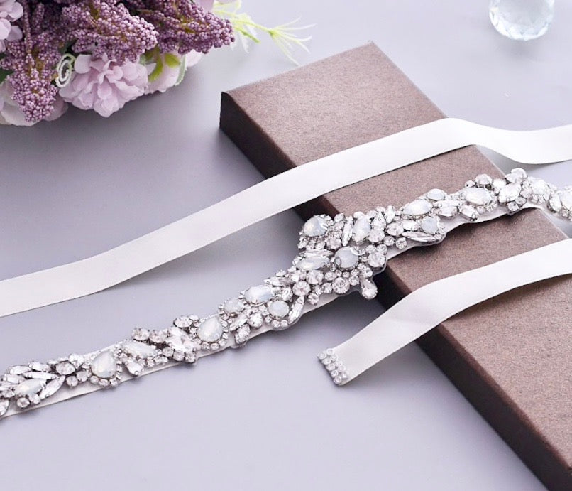 Wedding Accessories - Swarovski Opal Bridal Belt/Sash