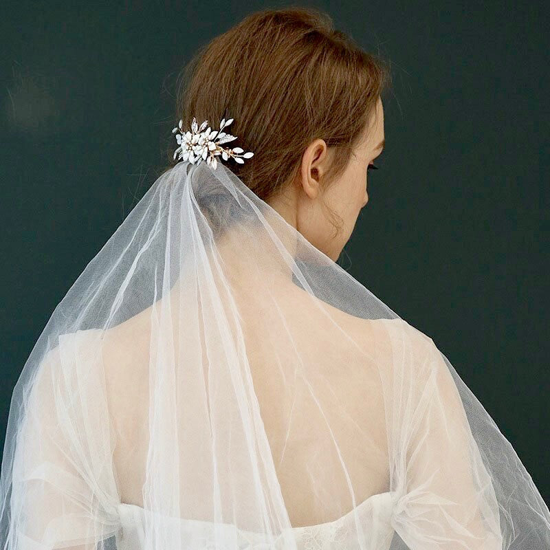 Wedding Hair Accessories - Opal Gold Bridal Hair Clip