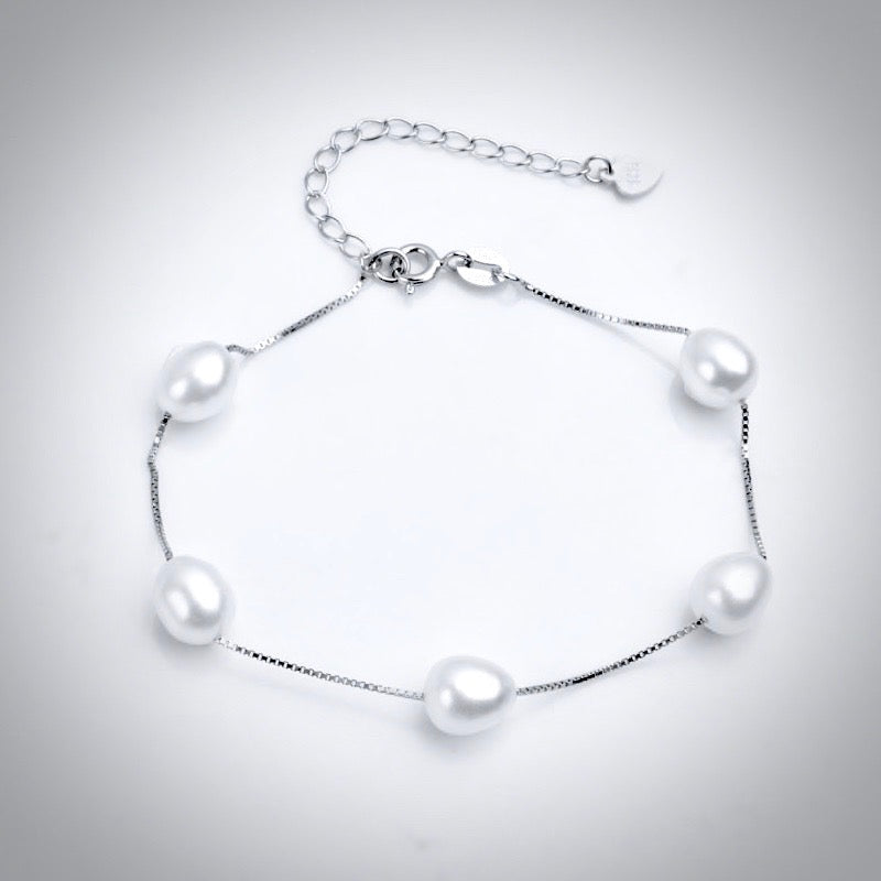 Wedding Pearl Jewelry - Sterling Silver and Natural Pearl Bridal Bracelet - More Colors Available